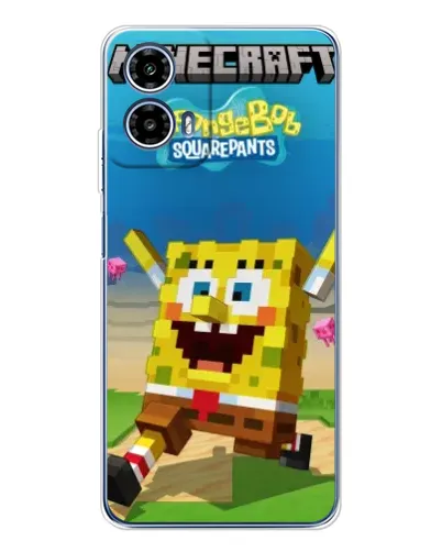 Чехол для Motorola Moto G35 с картинкой «Губка Боб Minecraft» Чехол для Motorola Moto G35 с картинкой «Губка Боб Minecraft»