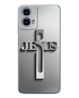 Чехол для Motorola Moto G35 с картинкой «Металлический крест Jesus» Чехол для Motorola Moto G35 с картинкой «Металлический крест Jesus»