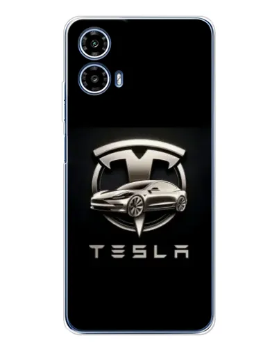 Чехол для Motorola Moto G35 с картинкой «Tesla — серебристое авто» Чехол для Motorola Moto G35 с картинкой «Tesla — серебристое авто»