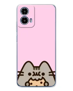 Чехол для Motorola Moto G35 с картинкой «Pusheen и печенье»