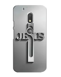 Чехол для Motorola MOTO G4 Play с картинкой «Металлический крест Jesus»