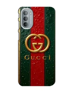 Чехол для Motorola MOTO G41 с картинкой «Gucci — фирменная полоса и золото»