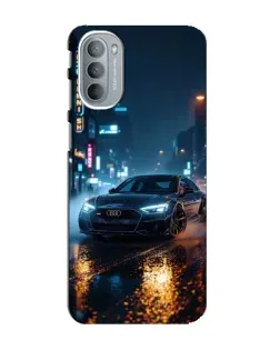 Чехол для Motorola MOTO G41 с картинкой «Ночной город и Audi»