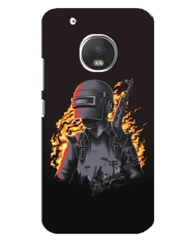 Чехол для Motorola MOTO G5 Plus с картинкой «PUBG — огненный силуэт»