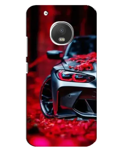 Чехол для Motorola MOTO G5 с картинкой «Спортивная BMW и цветы»