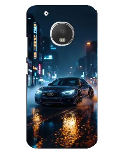 Чехол для Motorola MOTO G5 с картинкой «Ночной город и Audi»