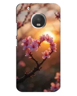 Чехол для Motorola MOTO G5 с картинкой «Розовый цвет сердце на фоне заката»