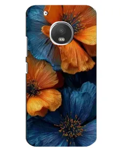 Чехол для Motorola MOTO G5 с картинкой «Яркая сине-оранжевая флора»