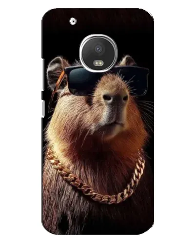 Чехол для Motorola MOTO G5 с картинкой «Капибара золотая цепь»