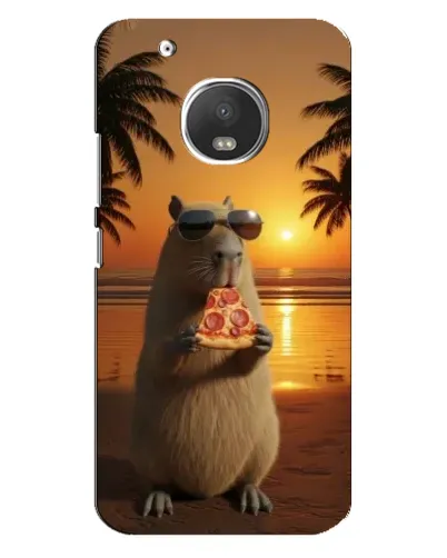 Чехол для Motorola MOTO G5 с картинкой «Капибара с пиццей»