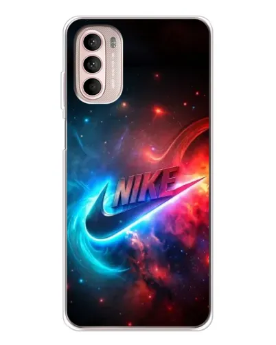 Чехол для Motorola MOTO G52 с картинкой «Огненный логотип Nike»