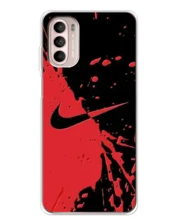 Чехол для Motorola MOTO G52 с картинкой «Красные брызги Nike»