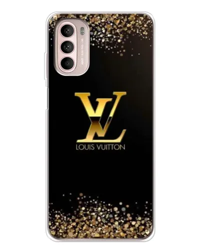 Чехол для Motorola MOTO G52 с картинкой «LV — золотые искры»
