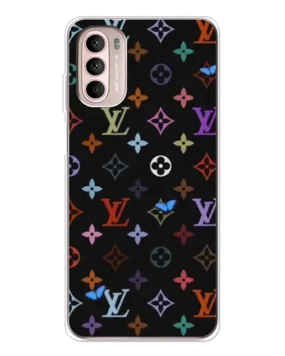 Чехол для Motorola MOTO G52 с картинкой «Цветная монограмма LV»