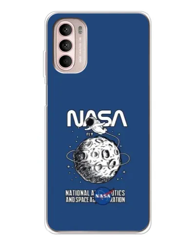 Чехол для Motorola MOTO G52 с картинкой «NASA — лунная миссия»