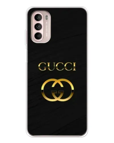 Чехол для Motorola MOTO G52 с картинкой «Золотой логотип Gucci»