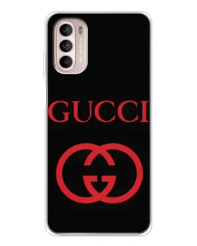 Чехол для Motorola MOTO G52 с картинкой «Gucci — красный логотип»