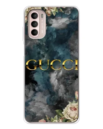 Чехол для Motorola MOTO G52 с картинкой «Абстрактные цветы Gucci»