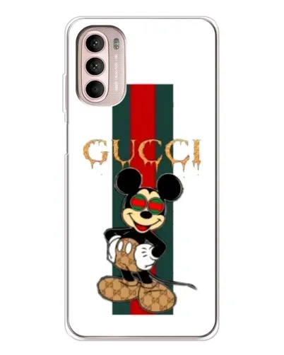 Чехол для Motorola MOTO G52 с картинкой «Микки Маус Gucci — полосы»