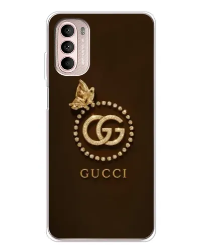 Чехол для Motorola MOTO G52 с картинкой «Gucci — золотая бабочка»