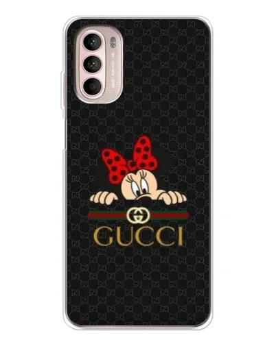 Чехол для Motorola MOTO G52 с картинкой «Минни Маус Gucci — черный»