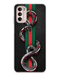 Чехол для Motorola MOTO G52 с картинкой «Gucci — змея на полосе»