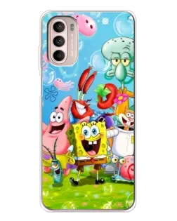 Чехол для Motorola MOTO G52 с картинкой «Губка Боб и друзья»