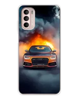 Чехол для Motorola MOTO G52 с картинкой «Audi в огненном дыму» Чехол для Motorola MOTO G52 с картинкой «Audi в огненном дыму»