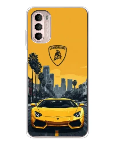 Чехол для Motorola MOTO G52 с картинкой «Желтый Lamborghini город» Чехол для Motorola MOTO G52 с картинкой «Желтый Lamborghini город»