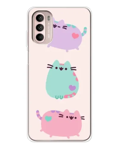 Чехол для Motorola MOTO G52 с картинкой «Pusheen трио»