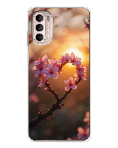 Чехол для Motorola MOTO G52 с картинкой «Розовый цвет сердце на фоне заката» Чехол для Motorola MOTO G52 с картинкой «Розовый цвет сердце на фоне заката»
