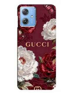 Чехол для Motorola MOTO G54 / G54 Power с картинкой «Gucci — бордовые розы»