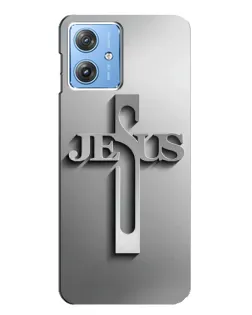 Чехол для Motorola MOTO G54 / G54 Power с картинкой «Металлический крест Jesus»