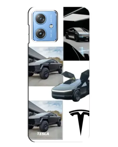 Чехол для Motorola MOTO G54 / G54 Power с картинкой «Коллаж Cybertruck Tesla»