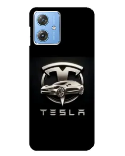 Чехол для Motorola MOTO G54 / G54 Power с картинкой «Tesla — серебристое авто»