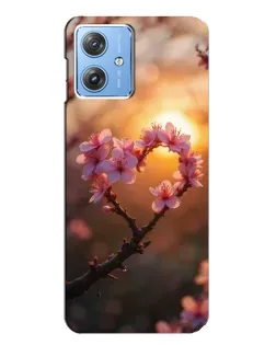 Чехол для Motorola MOTO G54 / G54 Power с картинкой «Розовый цвет сердце на фоне заката»