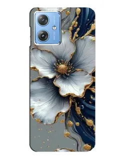 Чехол для Motorola MOTO G54 / G54 Power с картинкой «Белый цветок и золотой флюид»