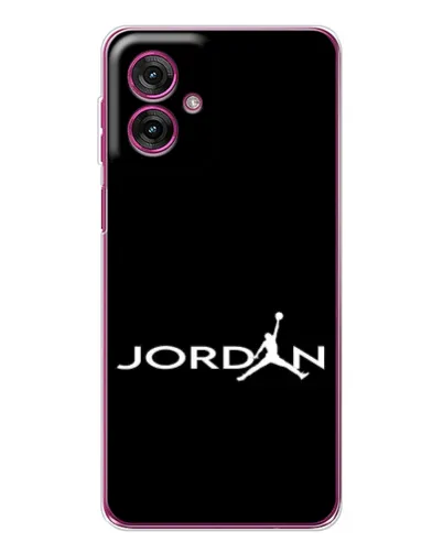 Чехол для Motorola Moto G55 с картинкой «Jordan White Logo»