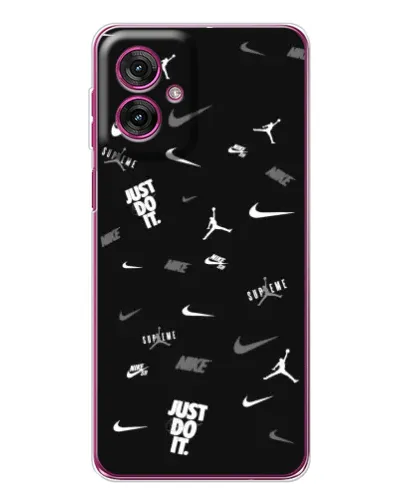 Чехол для Motorola Moto G55 с картинкой «Nike Black Pattern»