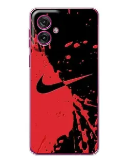 Чехол для Motorola Moto G55 с картинкой «Красные брызги Nike»