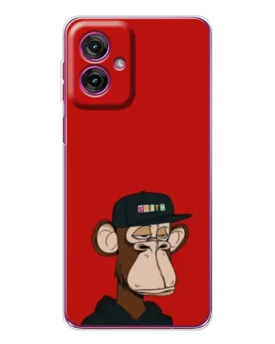 Чехол для Motorola Moto G55 с картинкой «Bored Ape — красный фон»