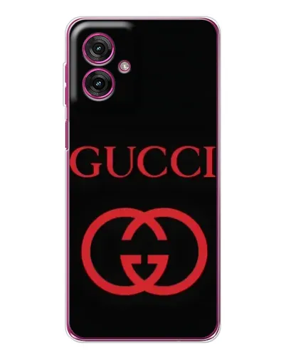 Чехол для Motorola Moto G55 с картинкой «Gucci — красный логотип»