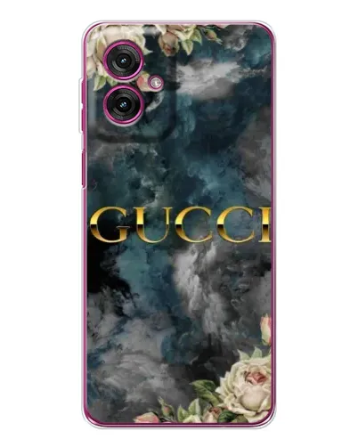 Чехол для Motorola Moto G55 с картинкой «Абстрактные цветы Gucci»