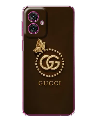 Чехол для Motorola Moto G55 с картинкой «Gucci — золотая бабочка»