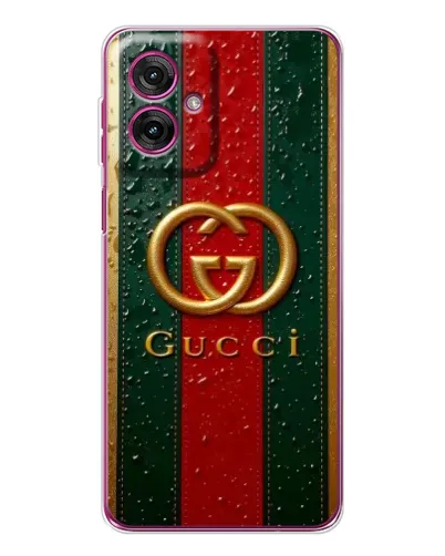 Чехол для Motorola Moto G55 с картинкой «Gucci — фирменная полоса и золото» Чехол для Motorola Moto G55 с картинкой «Gucci — фирменная полоса и золото»