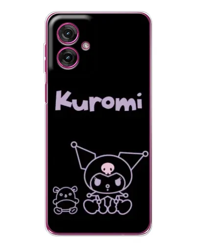 Чехол для Motorola Moto G55 с картинкой «Kuromi — черный минимализм»