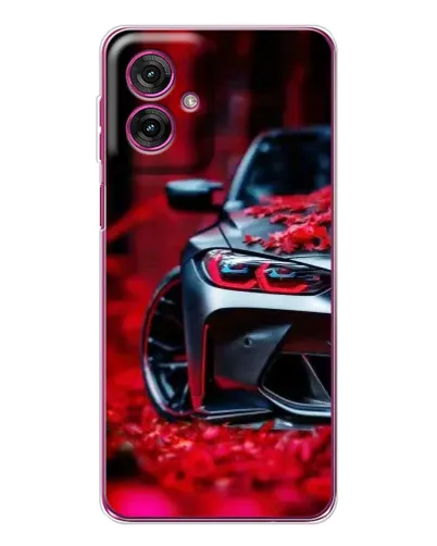 Чехол для Motorola Moto G55 с картинкой «Спортивная BMW и цветы» Чехол для Motorola Moto G55 с картинкой «Спортивная BMW и цветы»