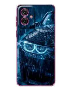 Чехол для Motorola Moto G55 с картинкой «BMW под дождем»