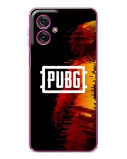 Чехол для Motorola Moto G55 с картинкой «Яркий логотип PUBG»