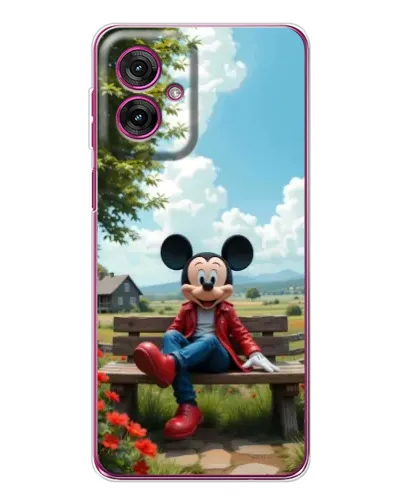 Чехол для Motorola Moto G55 с картинкой «Микки на скамейке»
